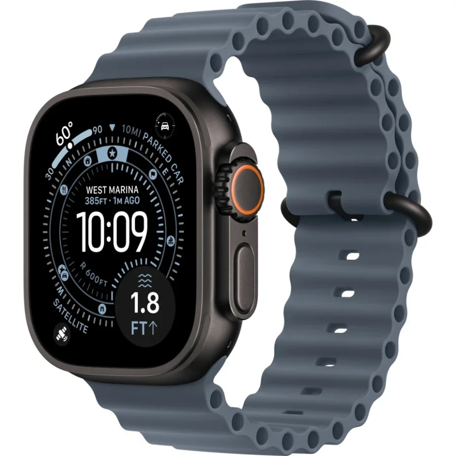Apple Watch Ultra 3 49mm Black Titanium Case with Anchor Blue Ocean Band (One Size)