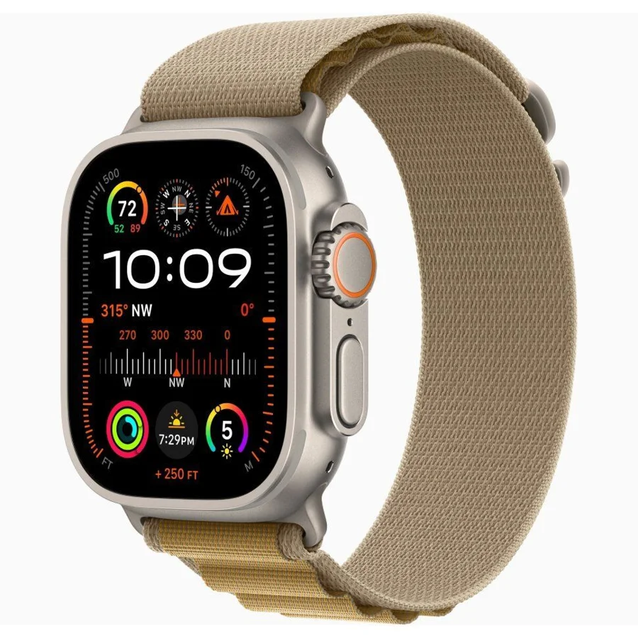 Ремешок Apple для Watch Ultra 49mm Tan Natural Titanium Alpine Loop (M) (MXN23)