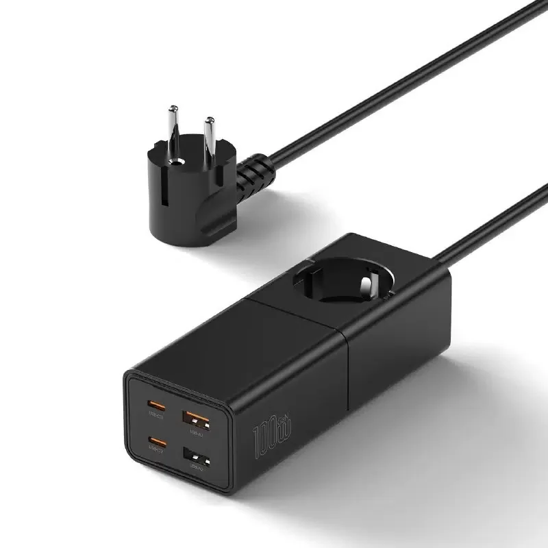 Сетевое зарядное устройство WIWU GaN 5 в1 100W 2хUSB/2хType-C (Wi-S004) (черный)